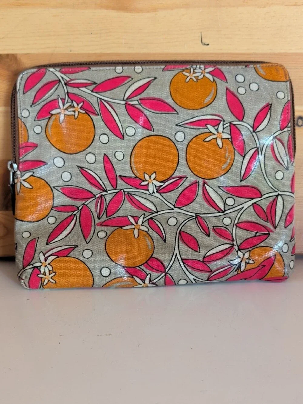 Fossil Orange & Pink Botanical Zip Pouch.